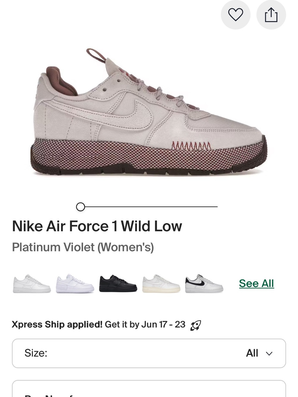 Nike Air Force 1 Wild Low — Platinum Violet/Brown Accent